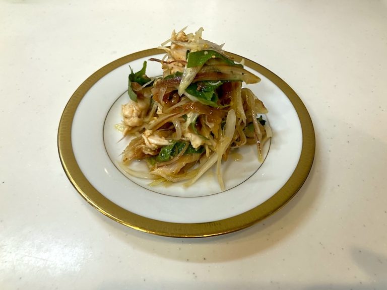 鶏ささみと茗荷の梅あえ